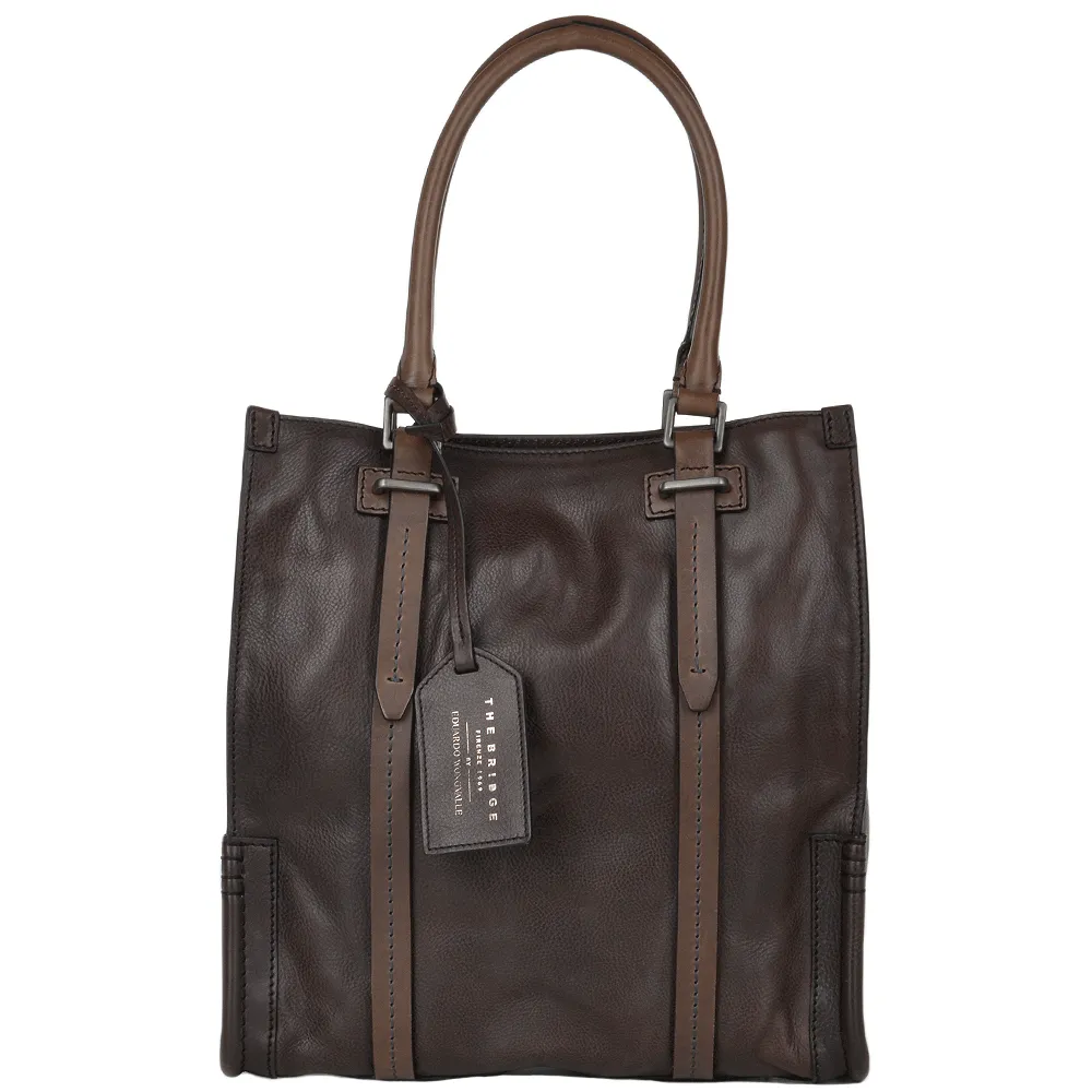 The Bridge Italian Bag Unisex Shopper Work Bag  Brown  - 065004 1P 1D NH