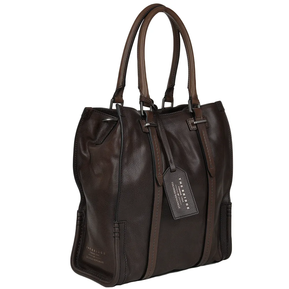 The Bridge Italian Bag Unisex Shopper Work Bag  Brown  - 065004 1P 1D NH