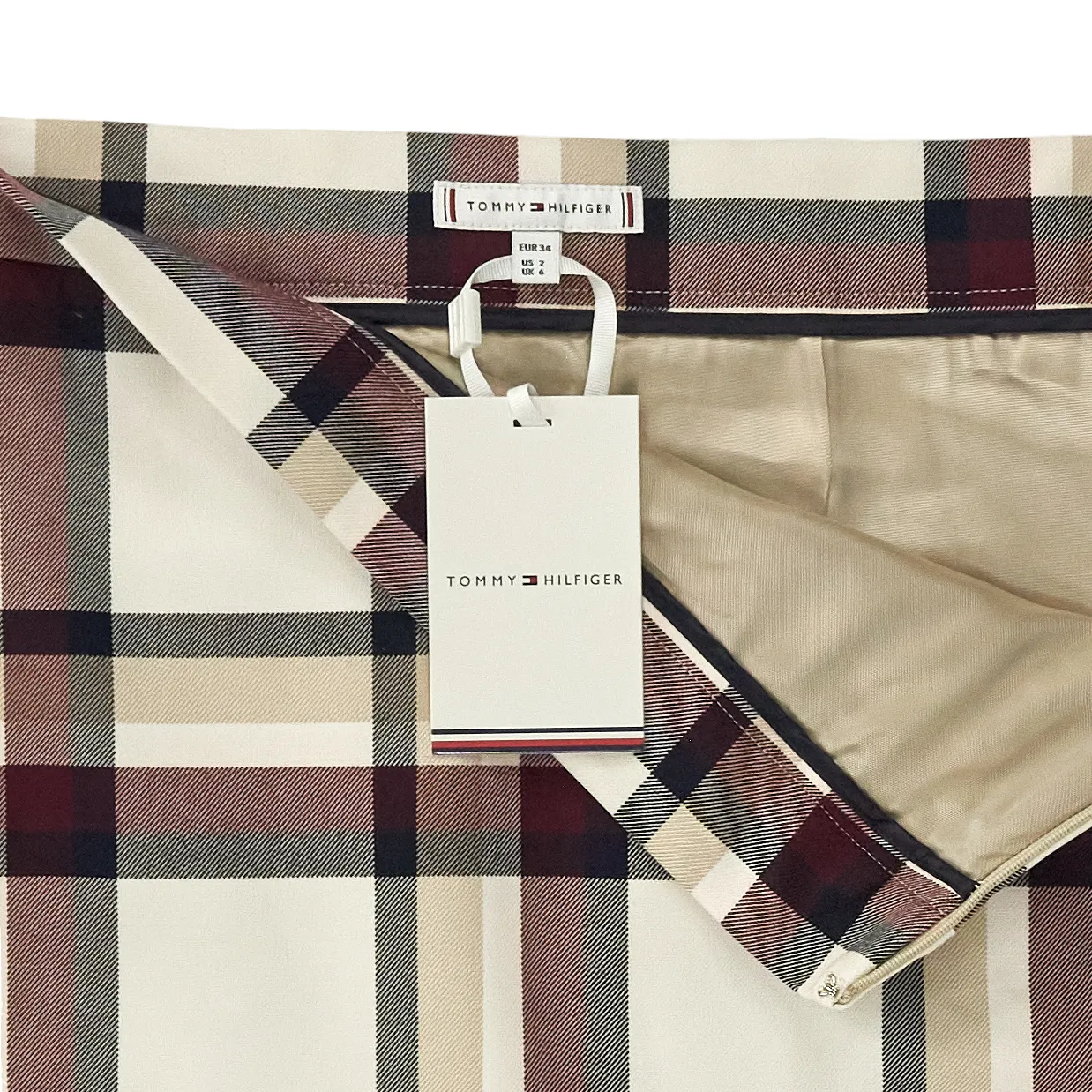 Tommy Hilfiger Cream/Multi Check Mini Skirt