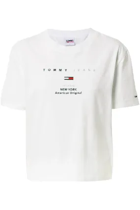 Tommy Hilfiger Women Small Logo Text Tee White