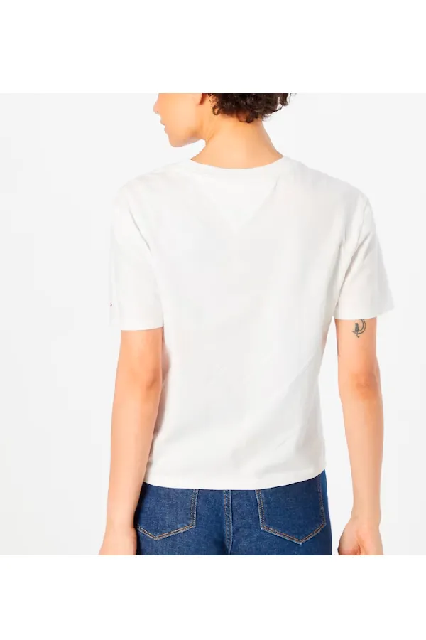 Tommy Hilfiger Women Small Logo Text Tee White