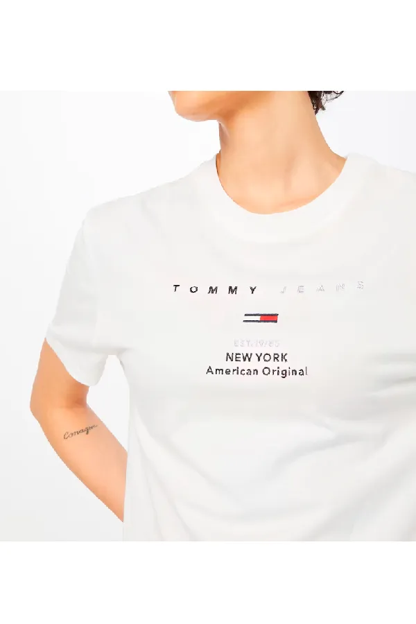 Tommy Hilfiger Women Small Logo Text Tee White