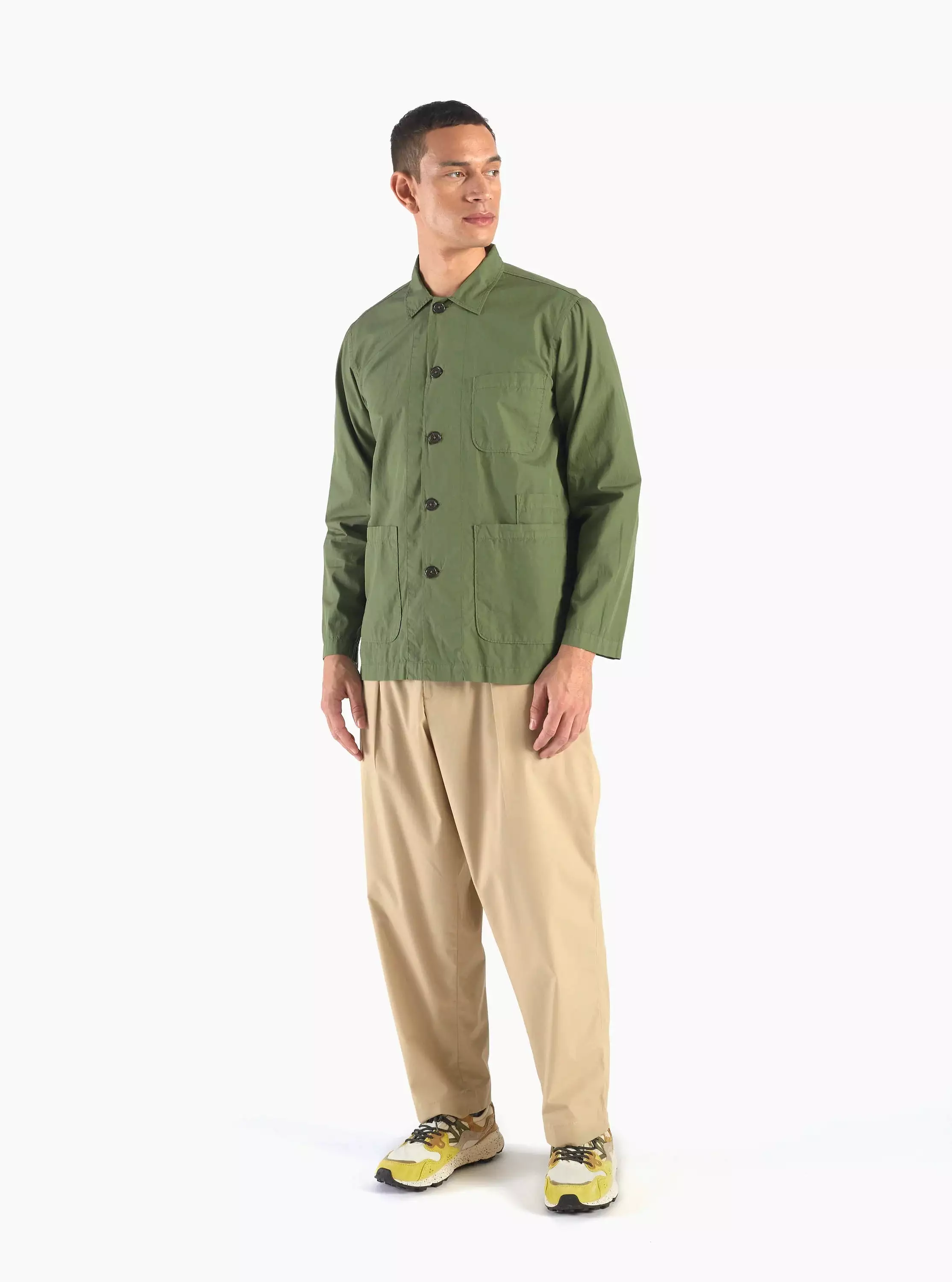 UNIVERSAL WORKS Bakers Overshirt In Birch Organic Fine Poplin