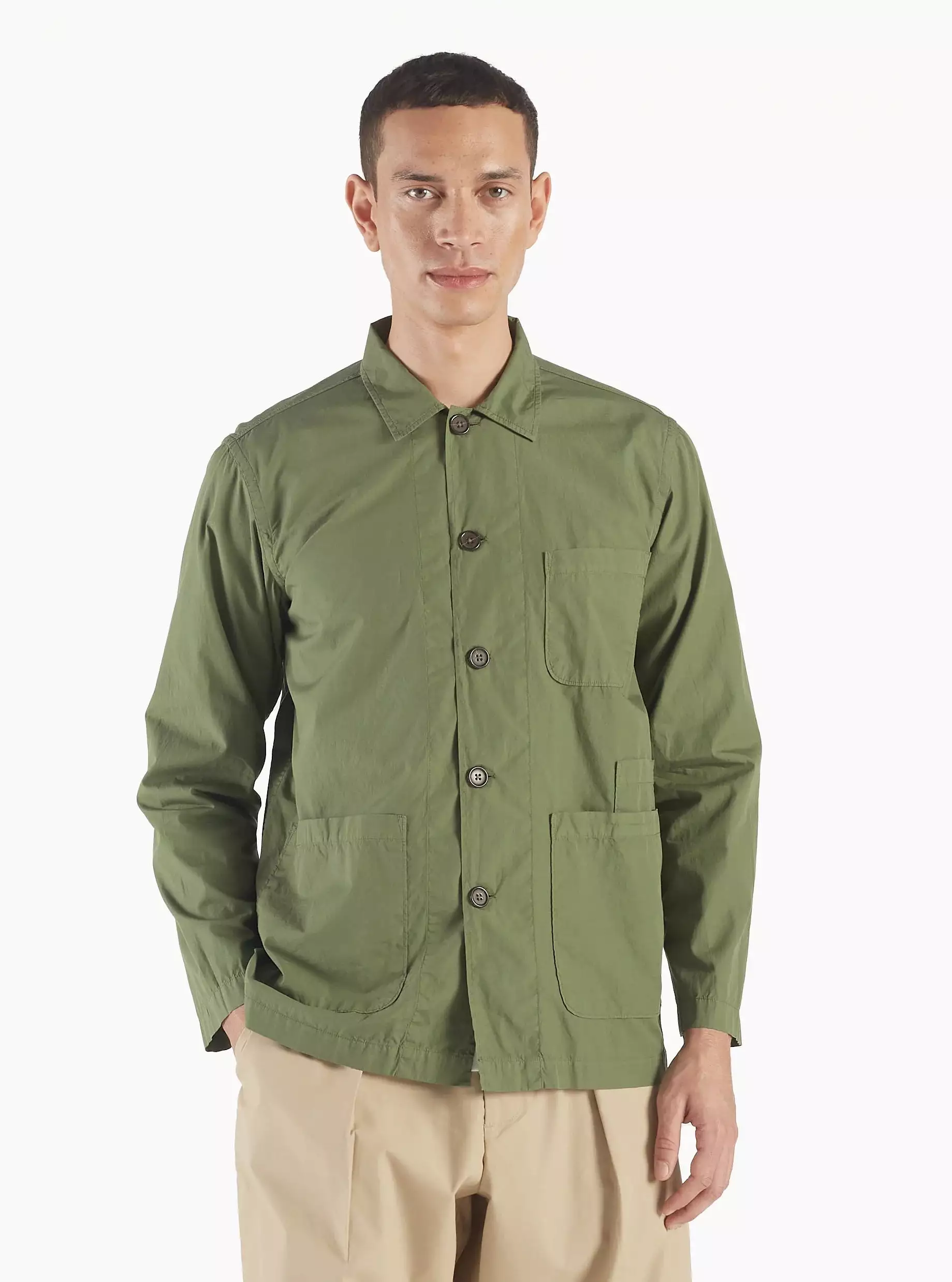 UNIVERSAL WORKS Bakers Overshirt In Birch Organic Fine Poplin