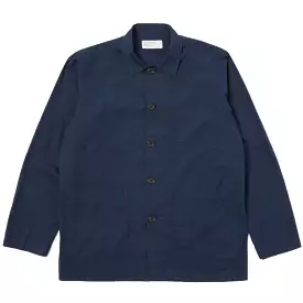 UNIVERSAL WORKS Bakers Overshirt In Navy Organic Fine Poplin