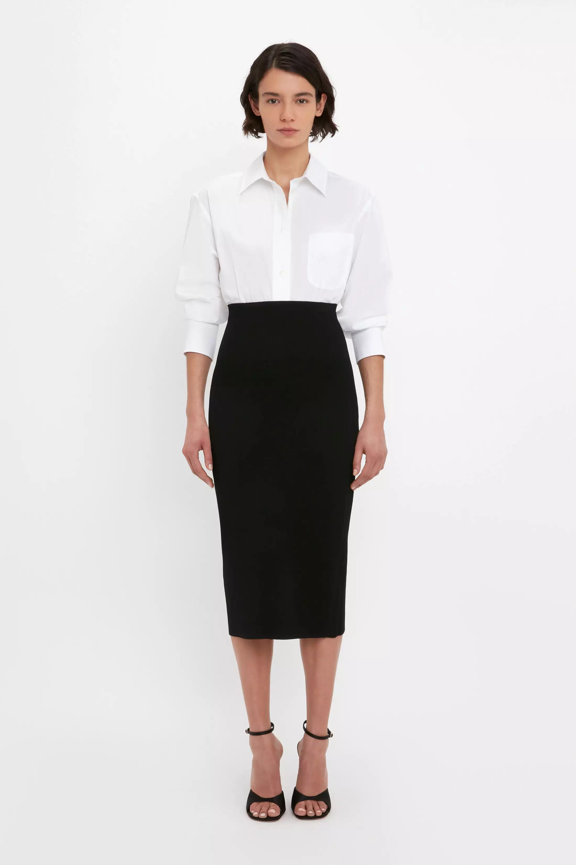 VB Body Fitted Midi Skirt In Black