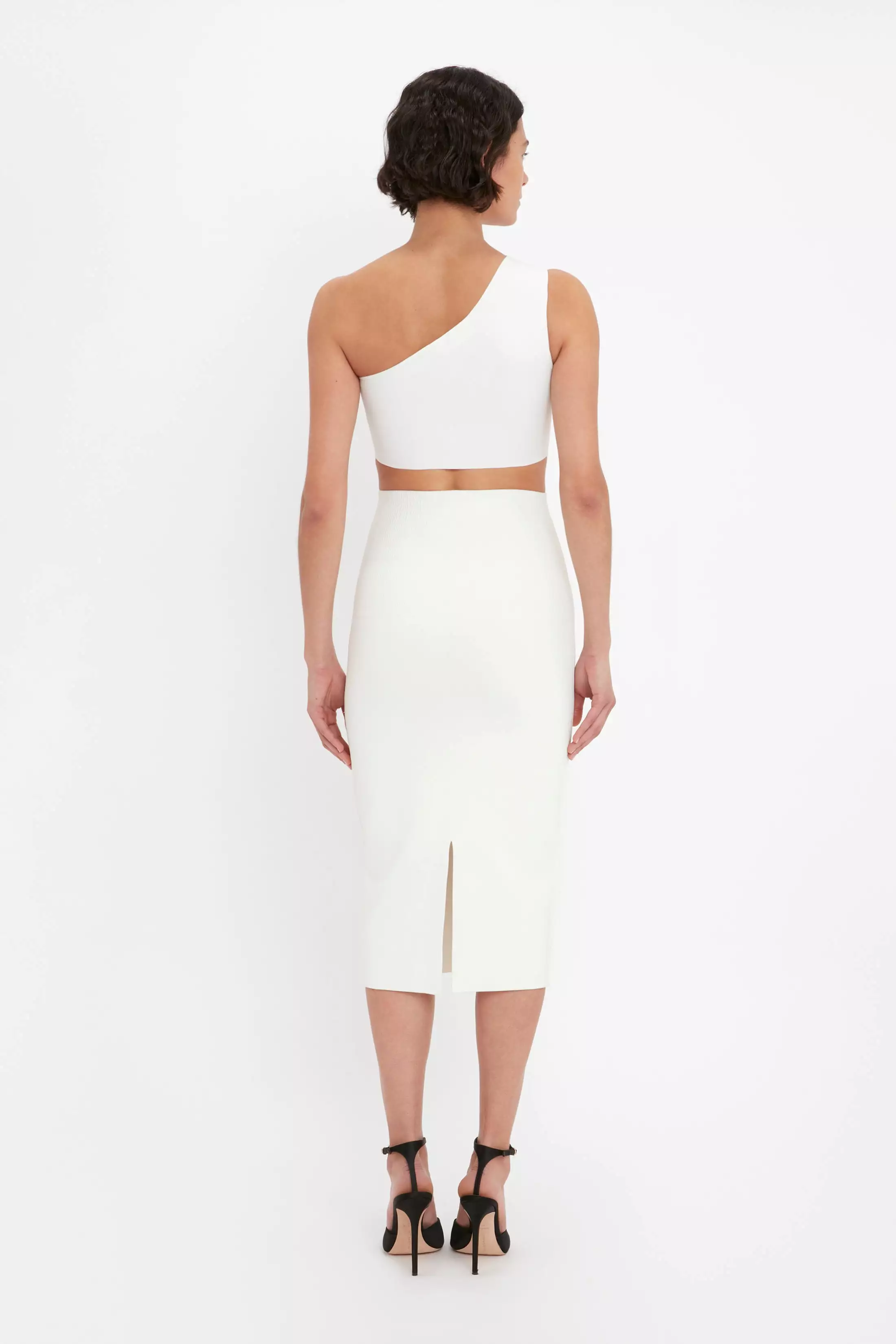 VB Body Fitted Midi Skirt In White