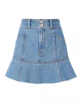 VERONICA BEARD Lavelle Ruffled Denim Skirt