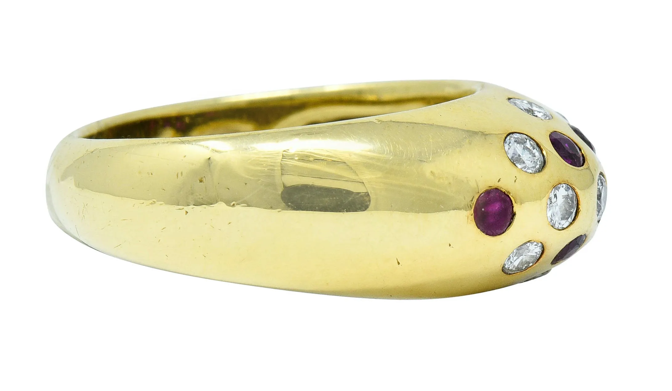 Vintage 0.55 CTW Ruby Diamond 18 Karat Gold Bombe Sprinkle Band Ring