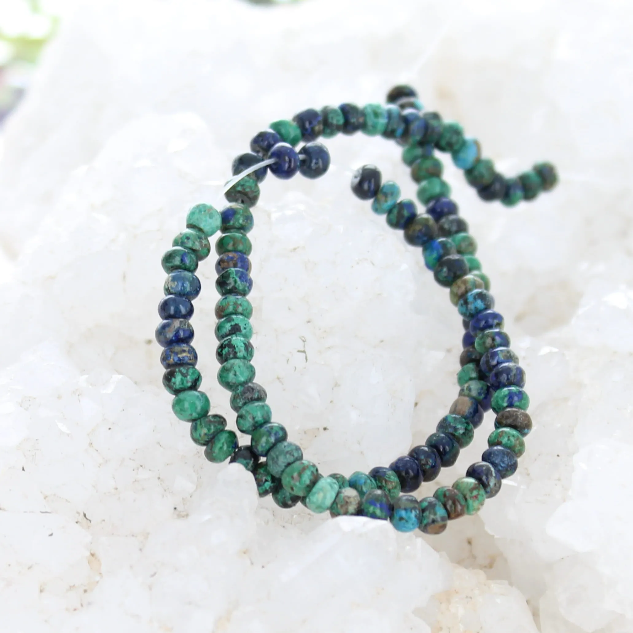 Vintage Stock Arizona Azurite Malacite Beads Rondelles 4mm Jerome, Arizona