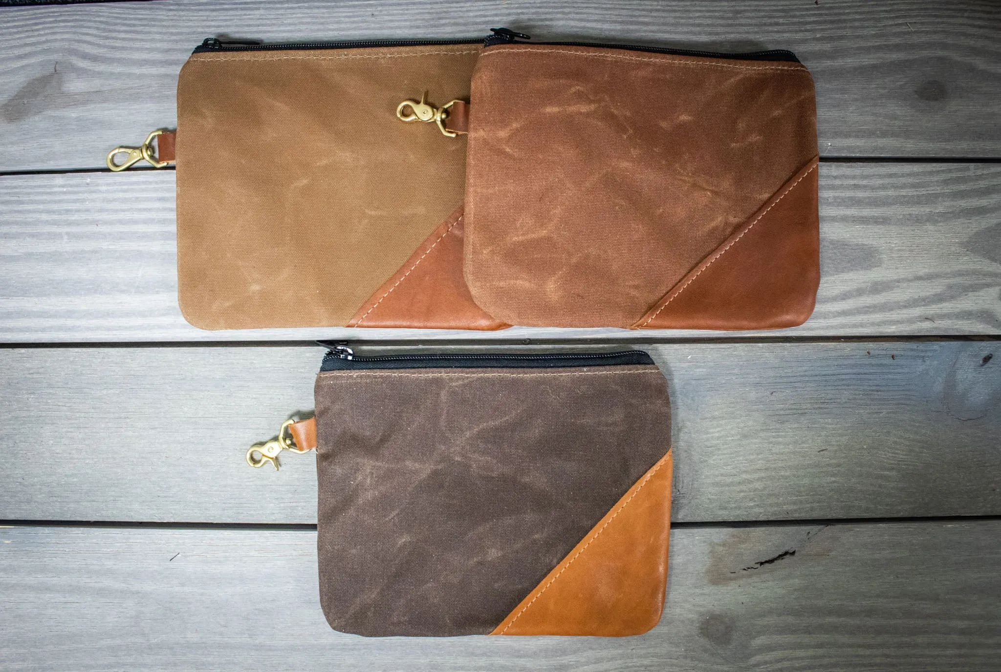 Waxed Canvas and Leather Valuables Pouch