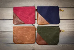 Waxed Canvas and Leather Valuables Pouch