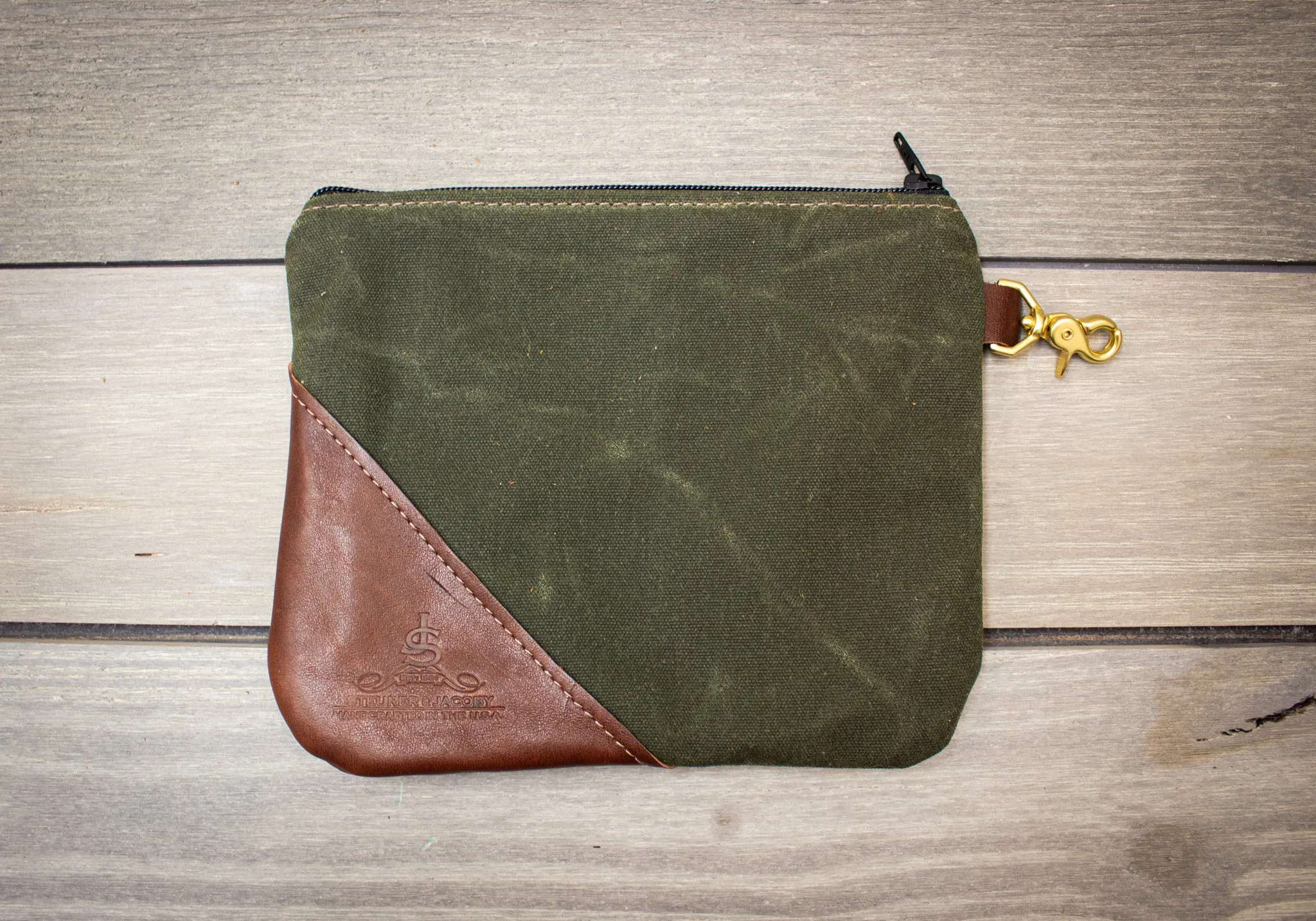 Waxed Canvas and Leather Valuables Pouch