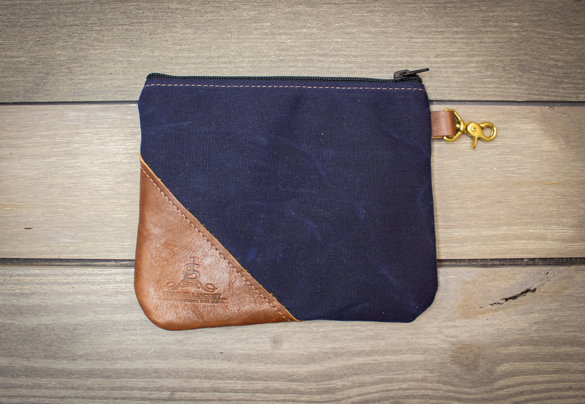 Waxed Canvas and Leather Valuables Pouch