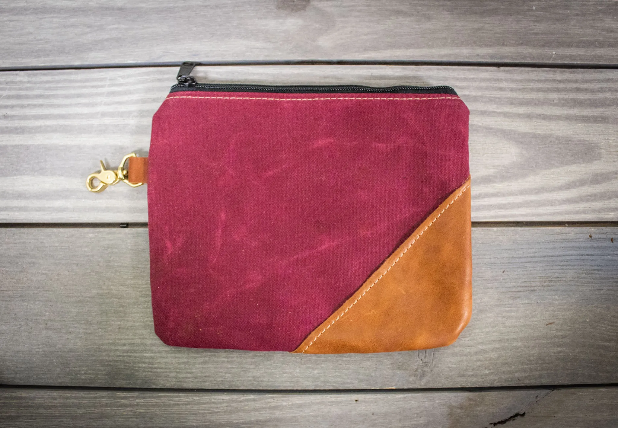 Waxed Canvas and Leather Valuables Pouch