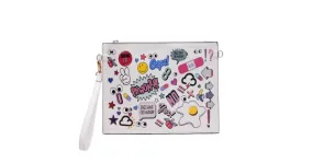 White Black Comic Cartoon Harajuku Punk Rock Oversized Envelope Clutch Bag Purse