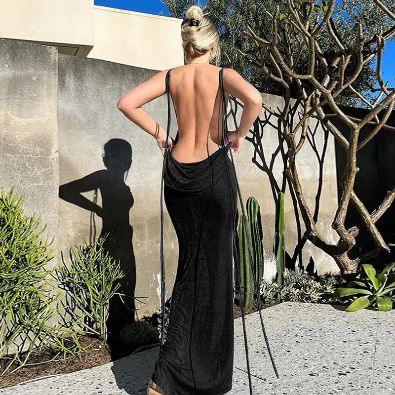 Women's Backless Sexy Strap Slim Dress