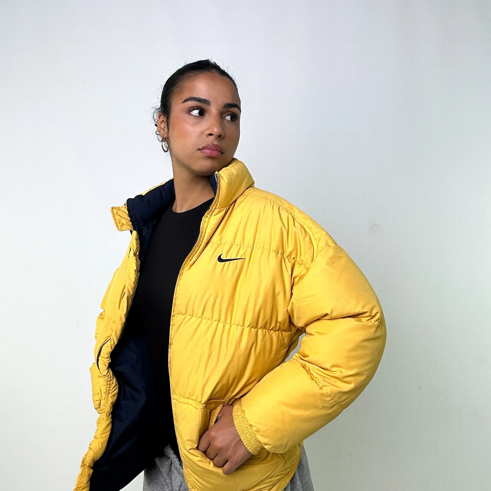 YELLOW 90S NIKE PUFFER JACKET COAT (