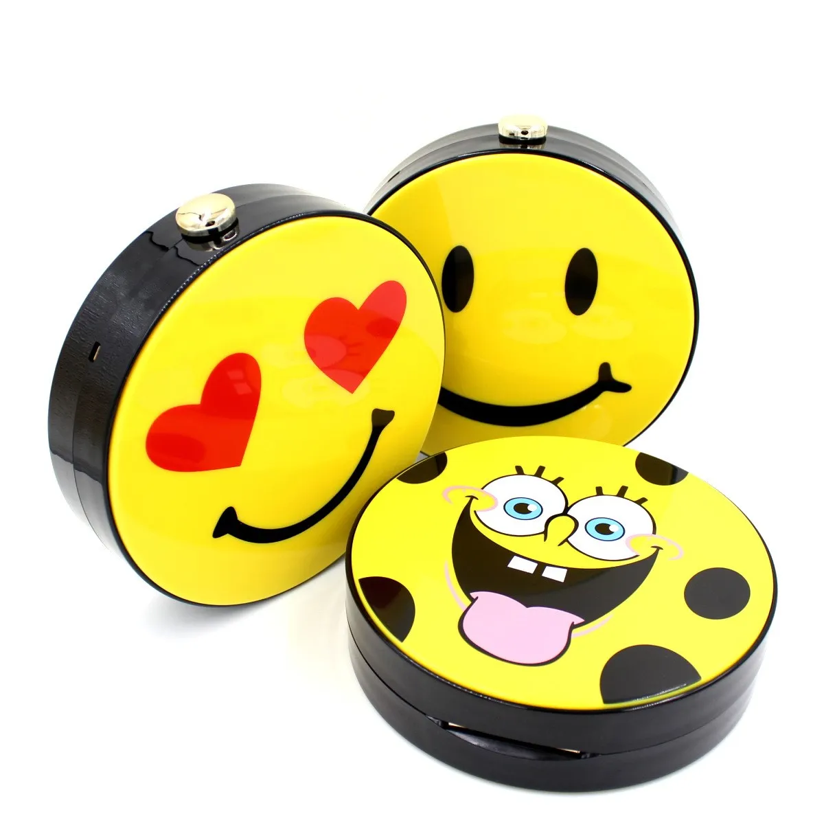 Yellow Happy Face Emoji Harajuku Round Arcylic Evening Clutch Bag Purse Jewelry Box