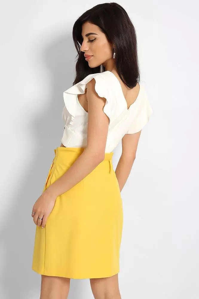 Yellow High Paperbag Waist Skirt