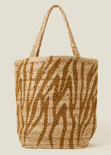 Zebra Print Jute Shopper Bag by Accessorize | Look Again