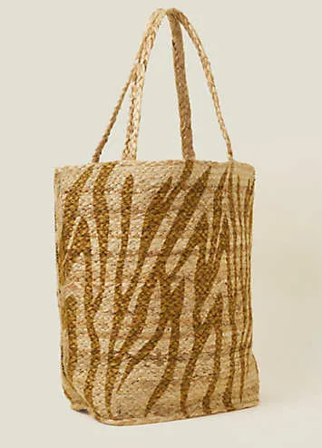 Zebra Print Jute Shopper Bag by Accessorize | Look Again